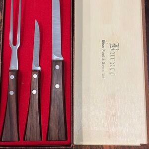 Burnco Vintage Brown Knife Set with Wooden Handles